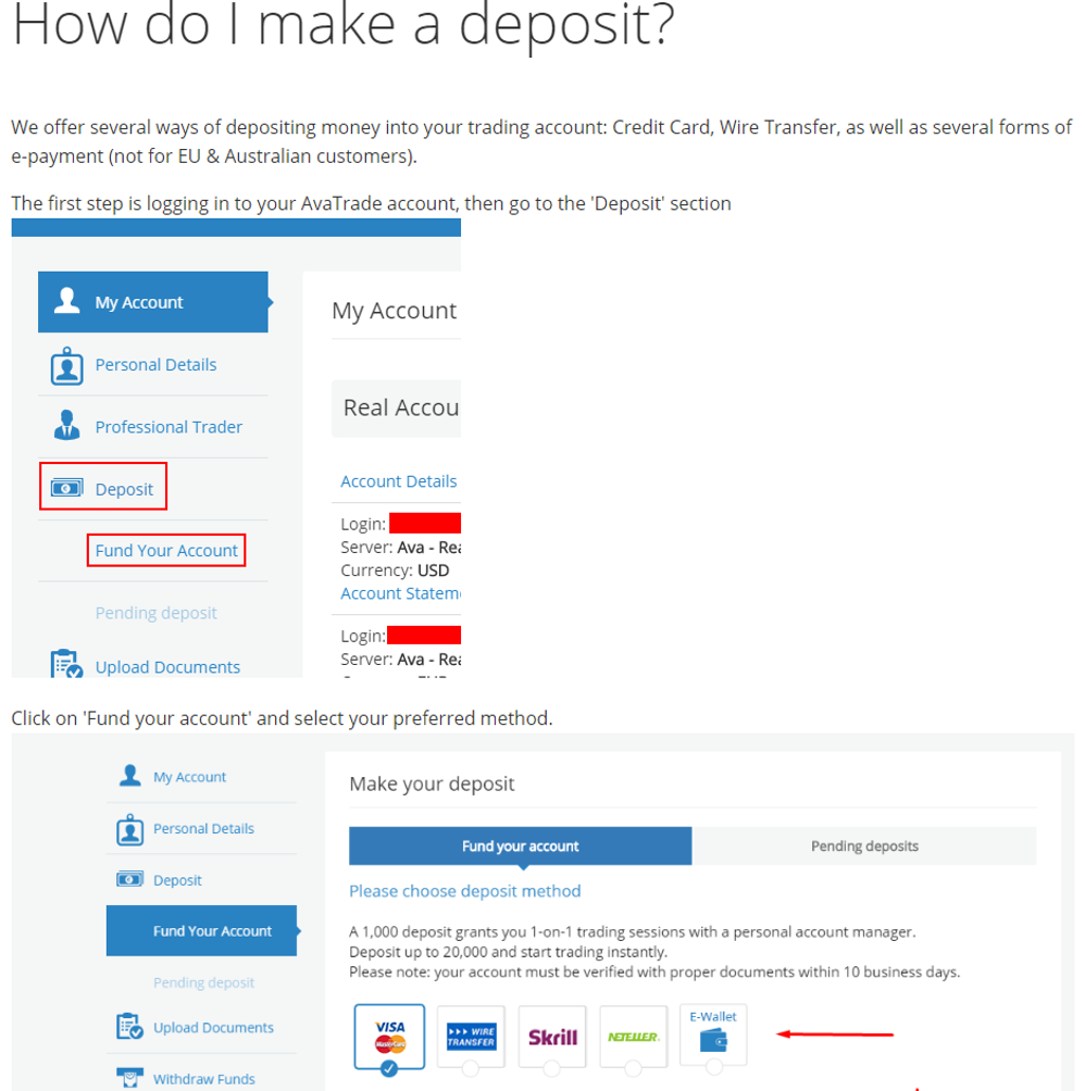 AvaTrade Depósitos AvaTrade Depósitos